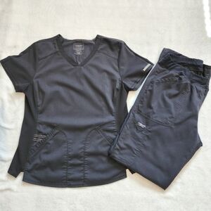 Cherokee Revolution Women's Scrubs Set Top & Tall Pants Pewter Gray Size M